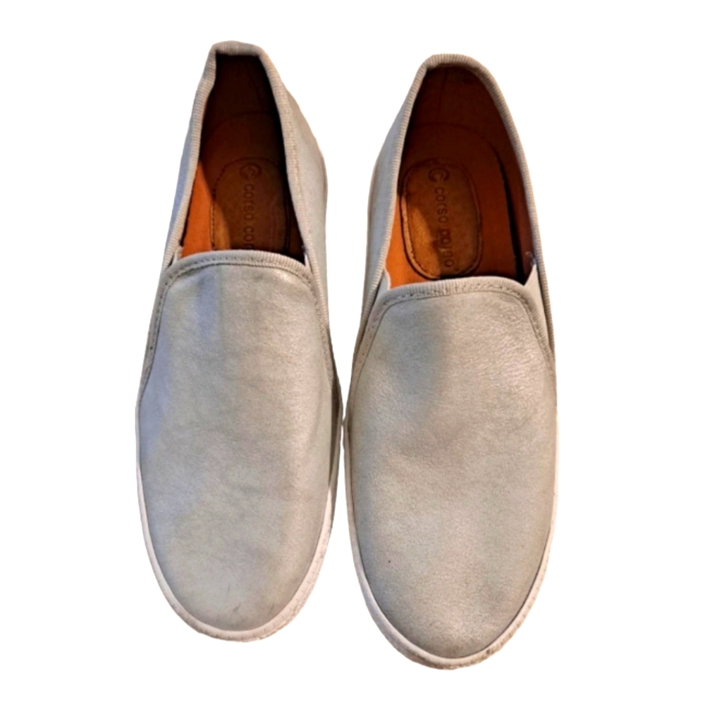 Corso Como Size 8 Metallic Silver Leather Slip-On